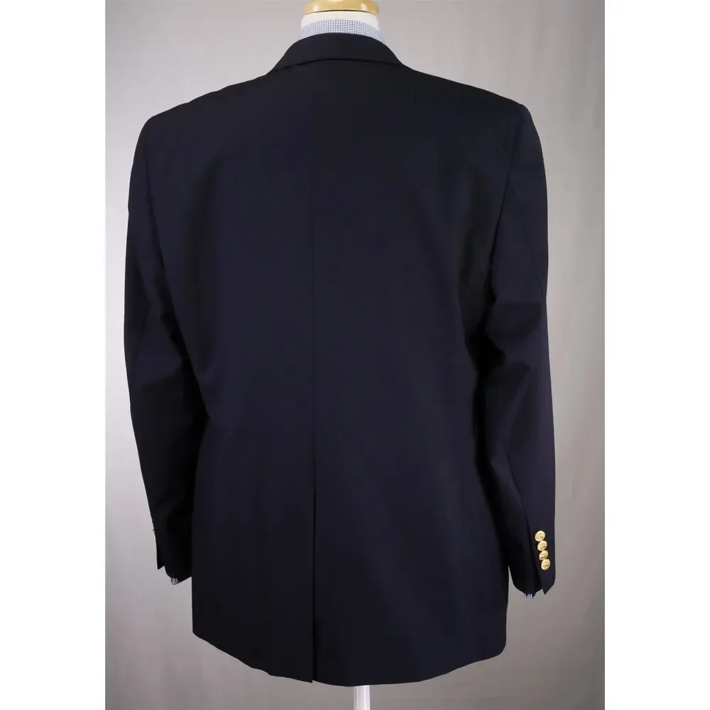 Brooks Brothers Navy Blue Gold Metal Buttons 2-Btn Wool Blazer Jacket 43R 42R